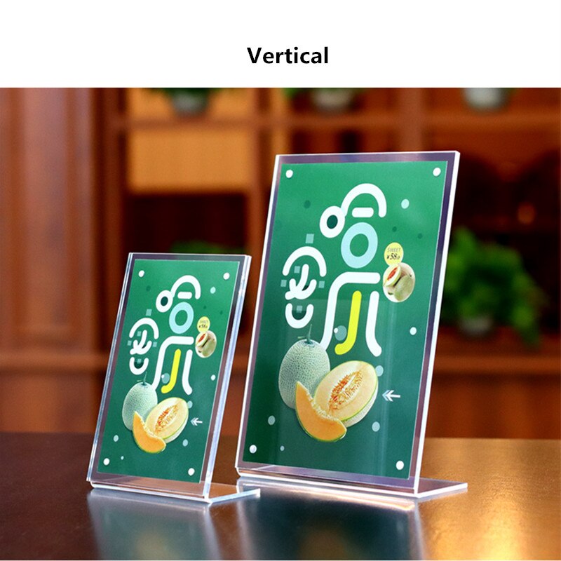 A6 magnet slant back bord pris papir skilt holder display stand transparent akryl menu papir plakat ramme: Lodret