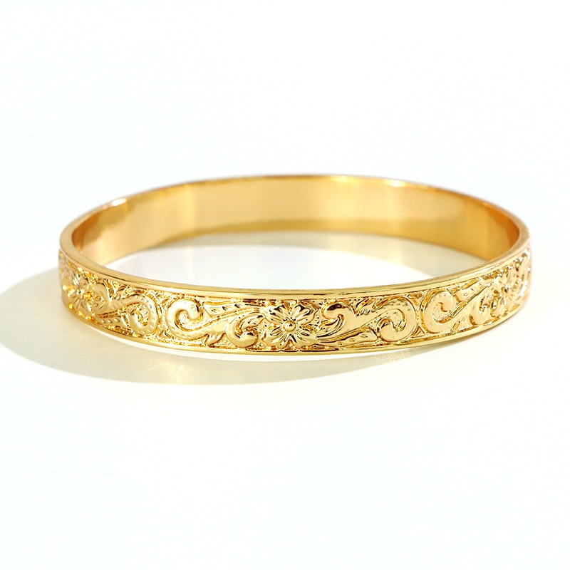 Diga olá diâmetro interno 7-9cm polinésia estilo havaiano cor de ouro flor homem mulher em torno pulseira k6606