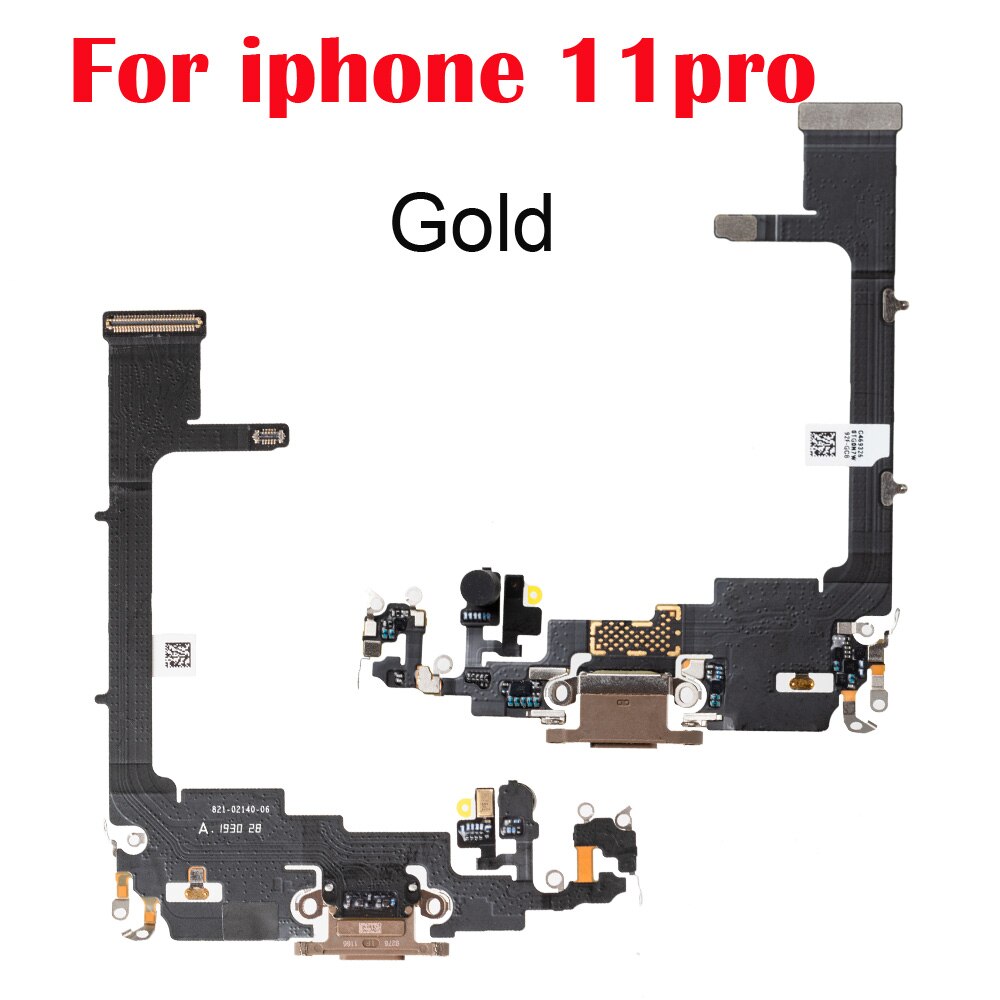 1pcs USB Charging Charger Port Flex Cable For iPhone 11 12 pro Max mini Dock Charger Connector With Microphone Flex Replacement: for 11pro gold