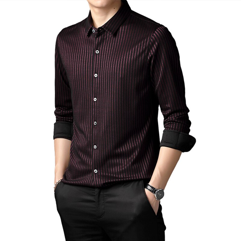 Herre silkeskjorte langærmede business-festkjoleskjorter, str. s -3xl slim herre camisa