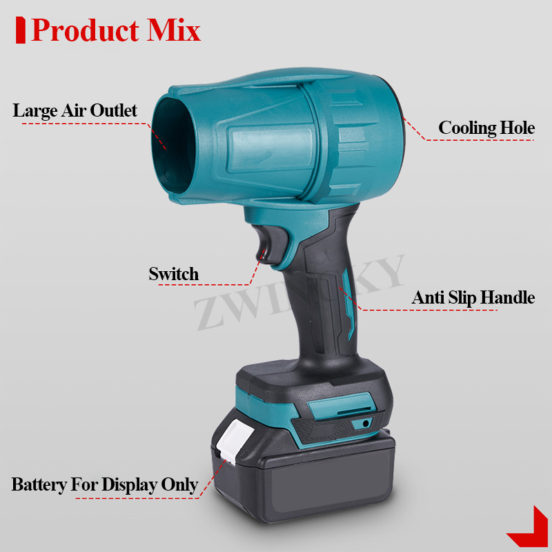 Für Makita 18V Lithium-Batterie Violent Blower Mini Turbo Jet Fan Handheld Bürstenlosen Motor industrielle Kanal Fan High-Power Fan