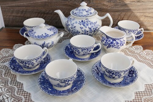 Juego de tazas de té con flores porcelana China taza de café Royal Bone China taza de té Vintage platillo con bandeja Copos copa de verano AC50BD