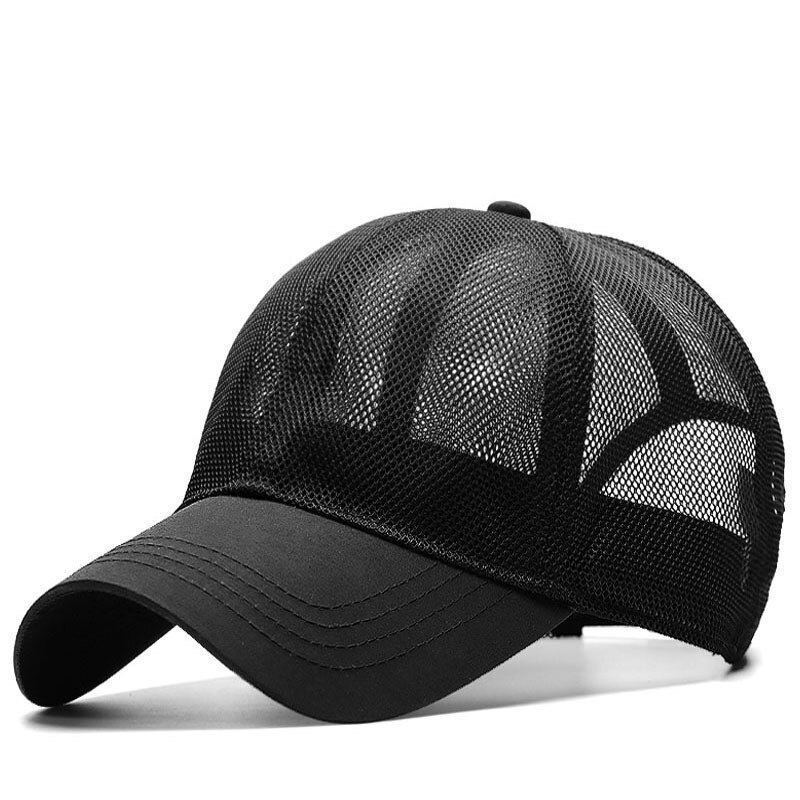 Male Large Size Peak Cap Men Summmer Mesh Truker Hats Big Bone Man Dry Quickly Cool Baseball Caps M 55-60cm L 60-65cm: full mesh black / 55 to 60cm