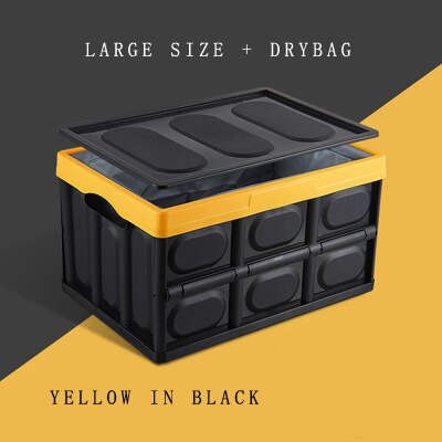 B-LIFE Folding Plastic Storage Crate with Water Container Bag Hold Ice Keep Fresh Fish Food Furit While Transport Storage Box: Yellow