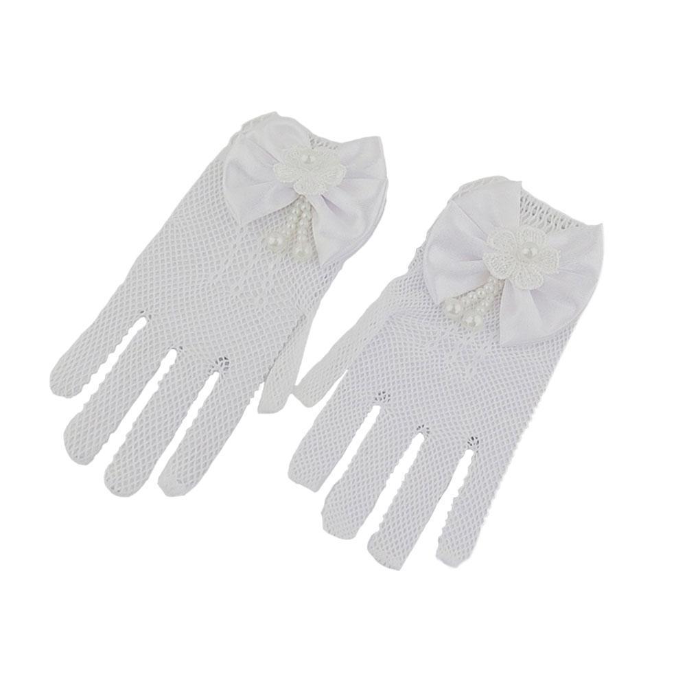 1 Pair White Lace Faux Fishnet Communion Flower Gloves Ceremony Accessories Princess Kids Children Gloves For Bride Party G Y8S4