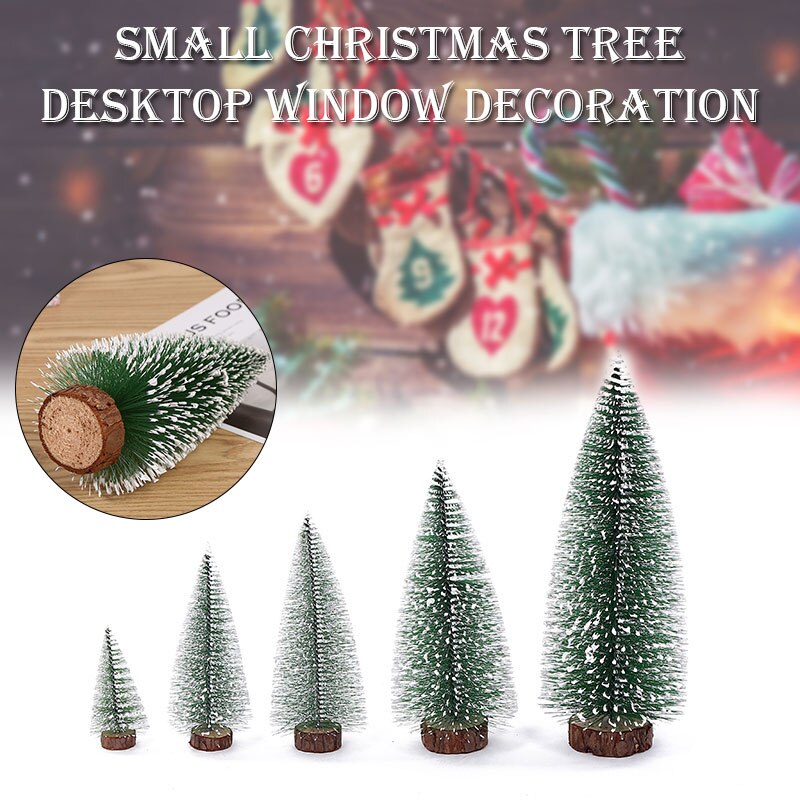 Mini Christmas Tree Small Pine Tree with Wooden Bases for Xmas Party Home Tabletop Tree Decor QJS Shop