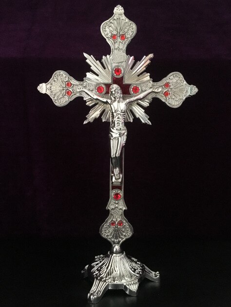 Hause Kirche Diamant einstellen Gold Silber Kupfer verrotten Kupfer Jesus überqueren Heiligen Bitteren Statue Dekoration Katholischen Christian Handwerk
