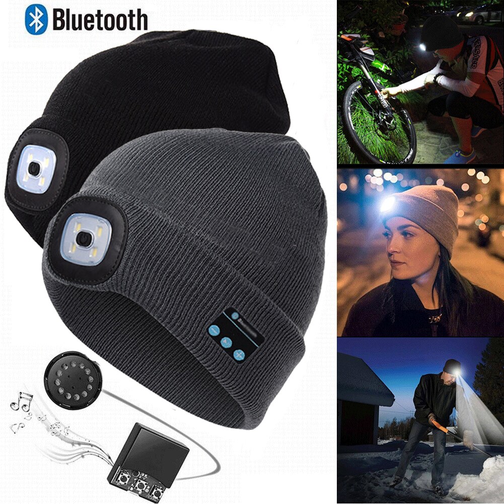Man Mutsen Warm Beanie Bluetooth LED Hoed Draadloze Smart Cap Headset Hoofdtelefoon Luidspreker
