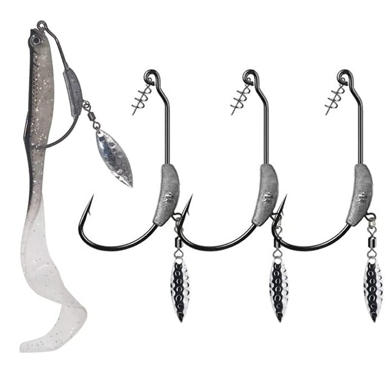 3pcs/lot Weighted Underspin Swimbait Hook 2g-9g Twistlock Weighted Crank Hooks with Willow Leaf For Soft Fishing Lures