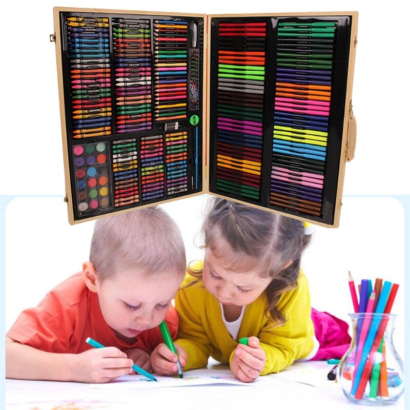 Children's Brush Set Wooden Box Kindergarten Painting Tools Art Supplies