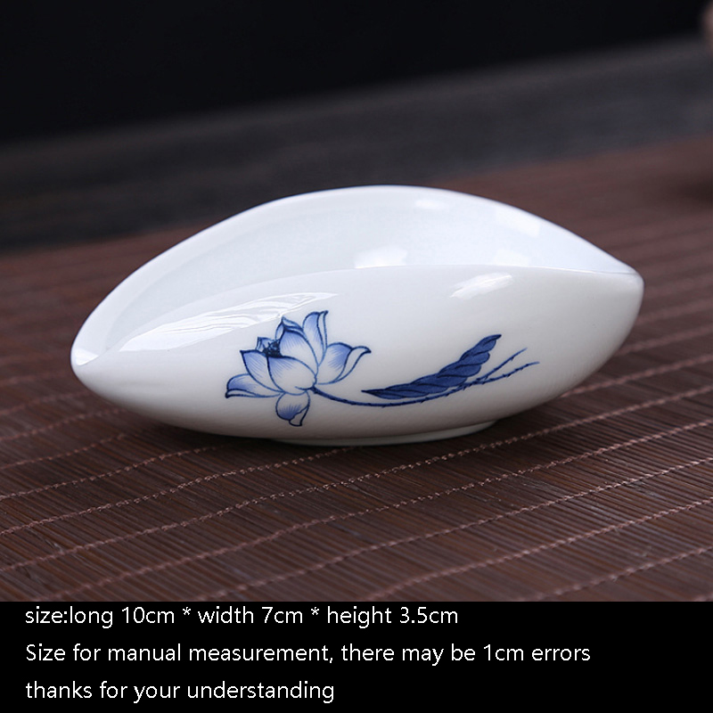 Håndmalet vintage mønster hvid porcelæn cha he kinesisk kung fu te sæt tilbehør keramisk te ske til kort te holder: F