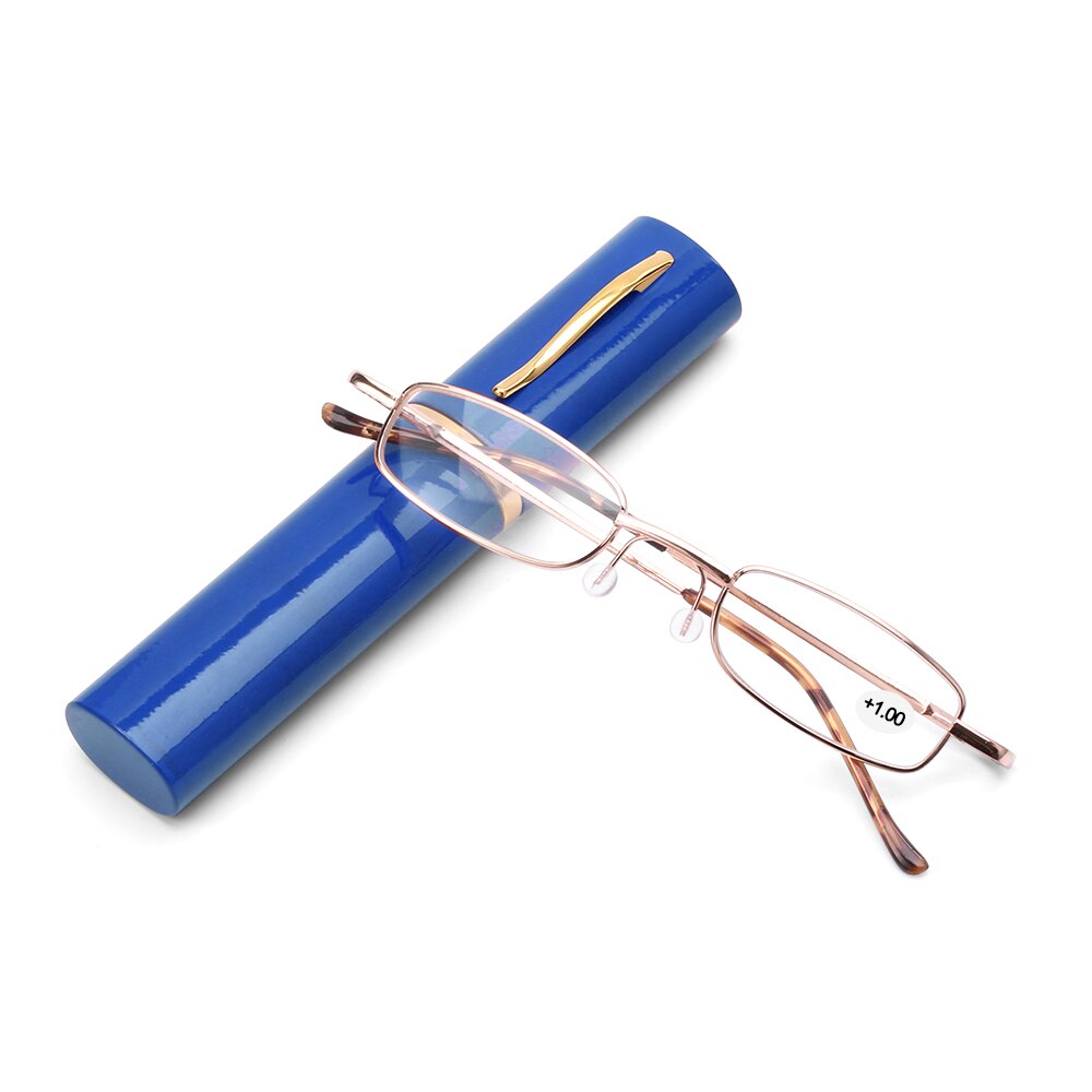 Mini draagbare leesbril met pennenkoker kleine compacte presbyopische bril veerscharnier bril oogzorg  +1.00 ~ +4.00
