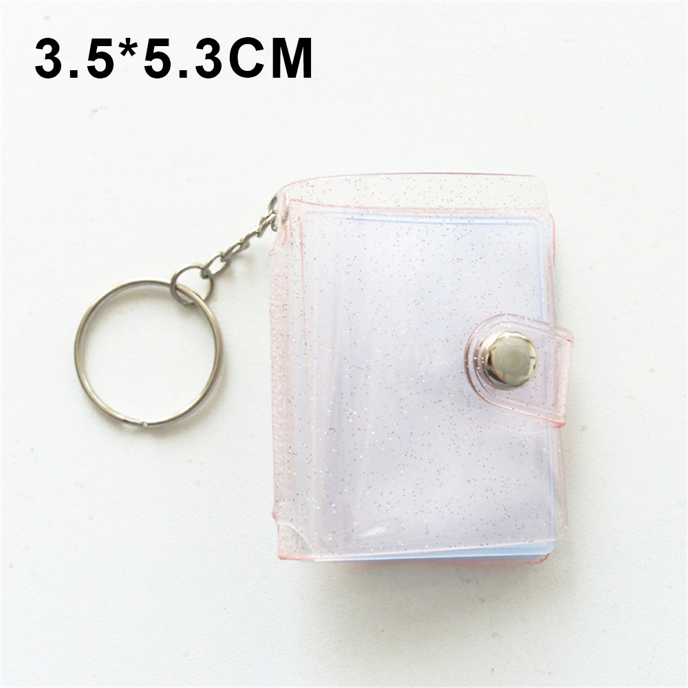16 Pages Mini Photo Album Keychains Women's Small Instant Picture Album Key Chain Pendant ID Photo Interstitial Pocket Keyring: Yellow