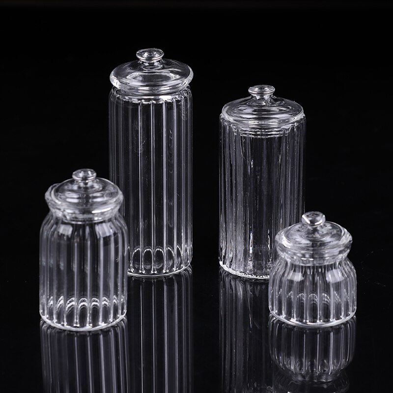 1pc 1/12 Scale Dollhouse Miniature Food Snacks Glass Jars Candy Bar Food Jar Kitchen Decoration Dolls Accessories