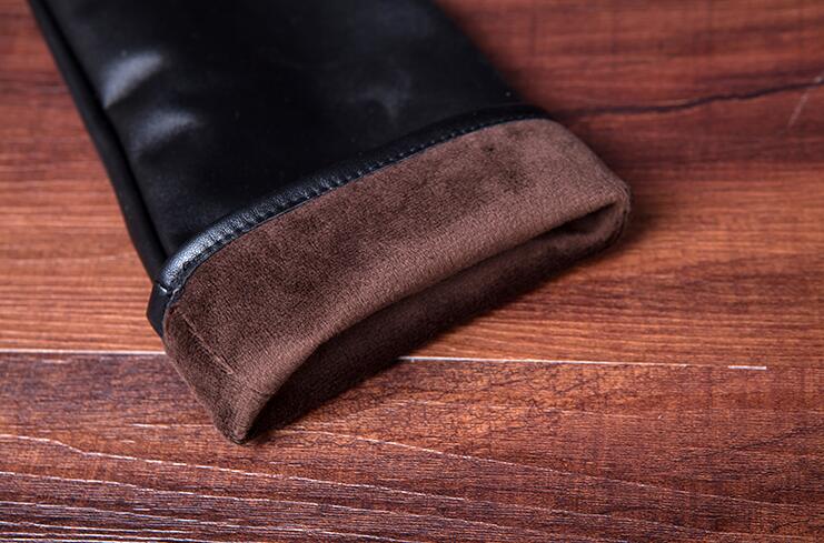 Leather cuff gloves female long section thin section pu leather ladies thick warm arm sleeves