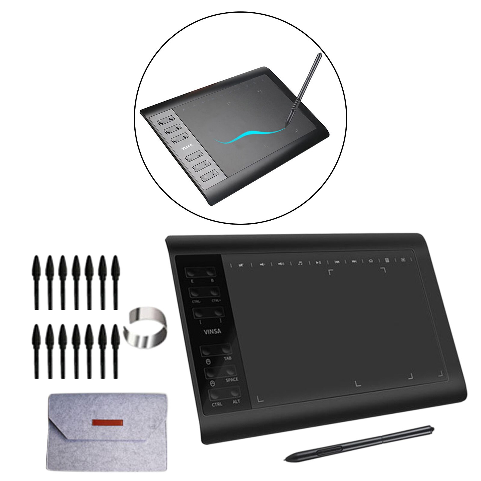 Office Digital Graphics Drawing Tablet Board 8192 Level Stylus Notepad