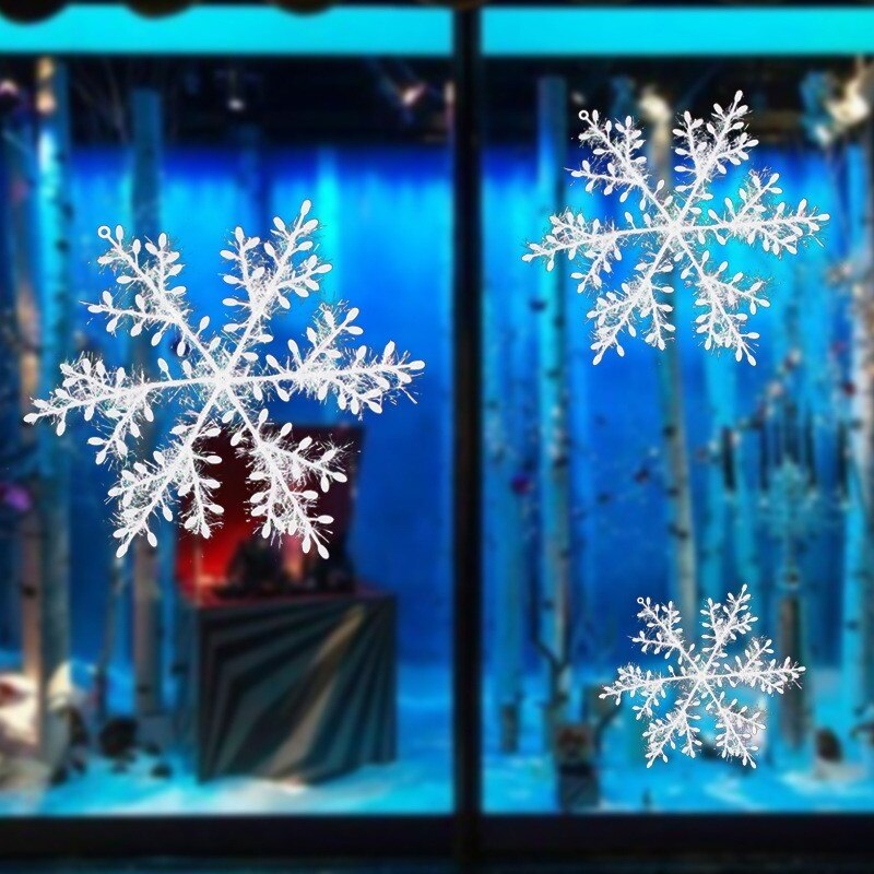 30pcs Christmas Snowflake Ornament Xmas Artificial White Snow Flakes Hanging Pendant Christmas Home Festival Decorations