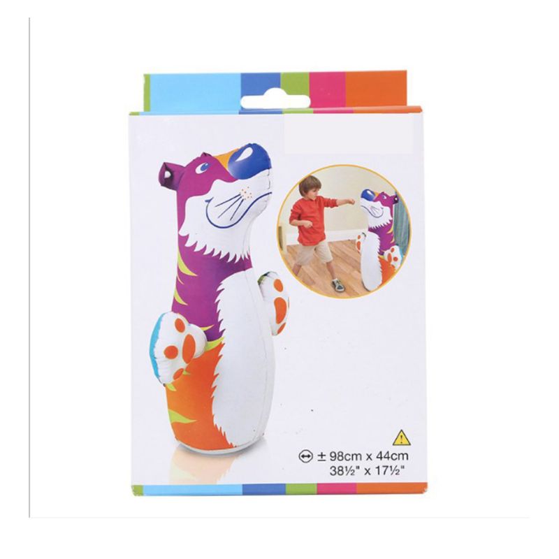 Aufblasbarer, verdickter boxsack für kinder mit fitness-puzzle-tiermuster