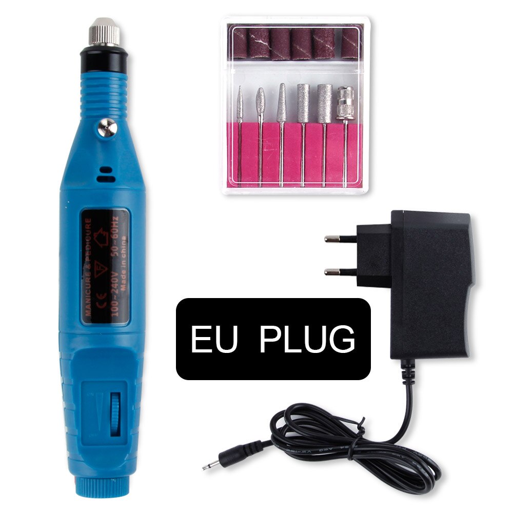 Taladro eléctrico para uñas, herramienta para manicura y pedicura, cuidado de los pies, 1 unidad: Blue EU Plug