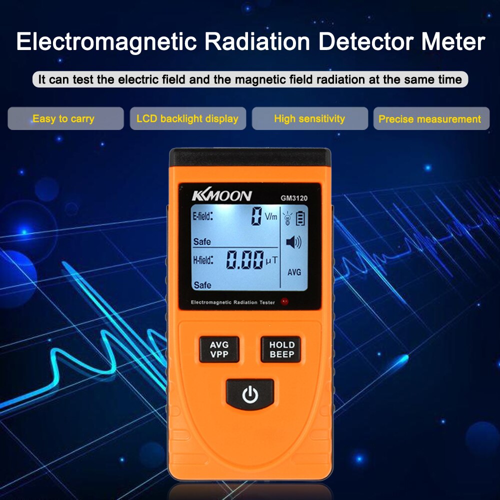 Kkmoon  gm3120 digital lcd elektromagnetisk strålingsdetektor meter dosimeter tester tæller diagnostisk værktøj til stråling