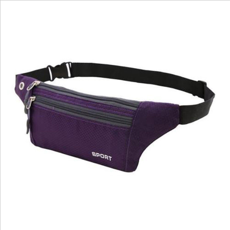 Brand Women Sports Running Belt Waist Pocket Bum Bags Cycling Jogging Travel Pack Wallet: Purple 