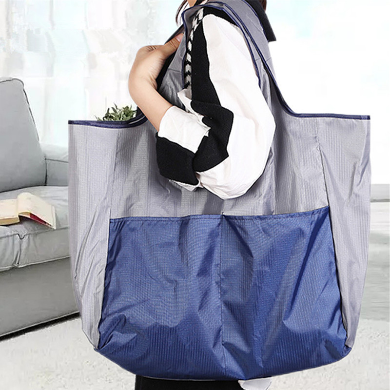 Big Folding Shopping Bag Large Capacity Portable Reusable Waterproof Grocery Shoulder Handbags for Travel