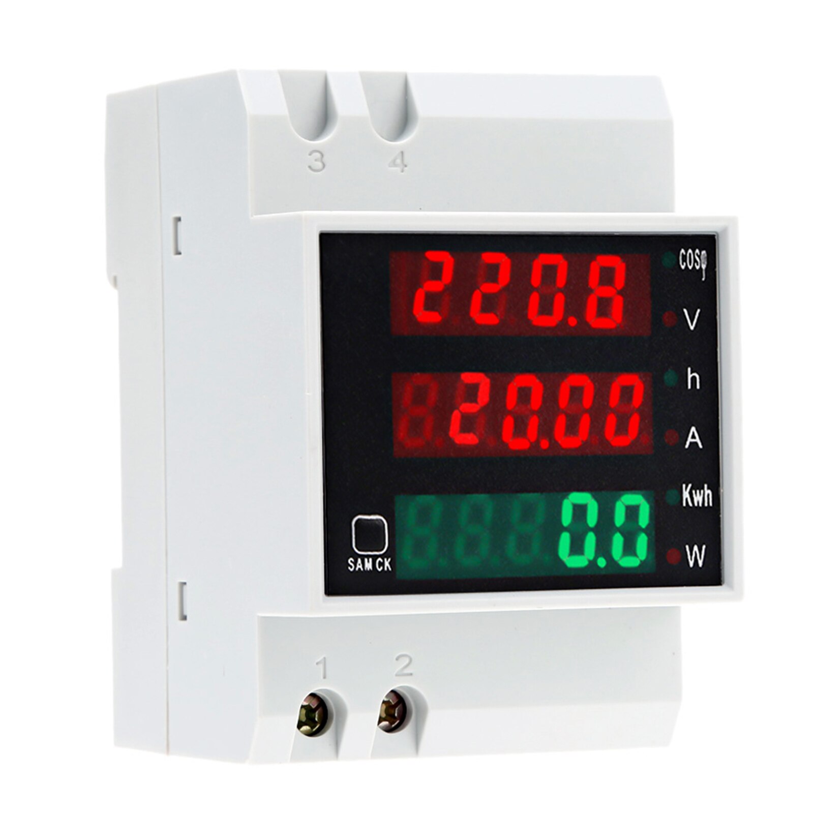 Medidor de Factor de potencia de voltaje de Riel Din Digital multifuncional, amperímetro, voltímetro, 100A, AC80-300V