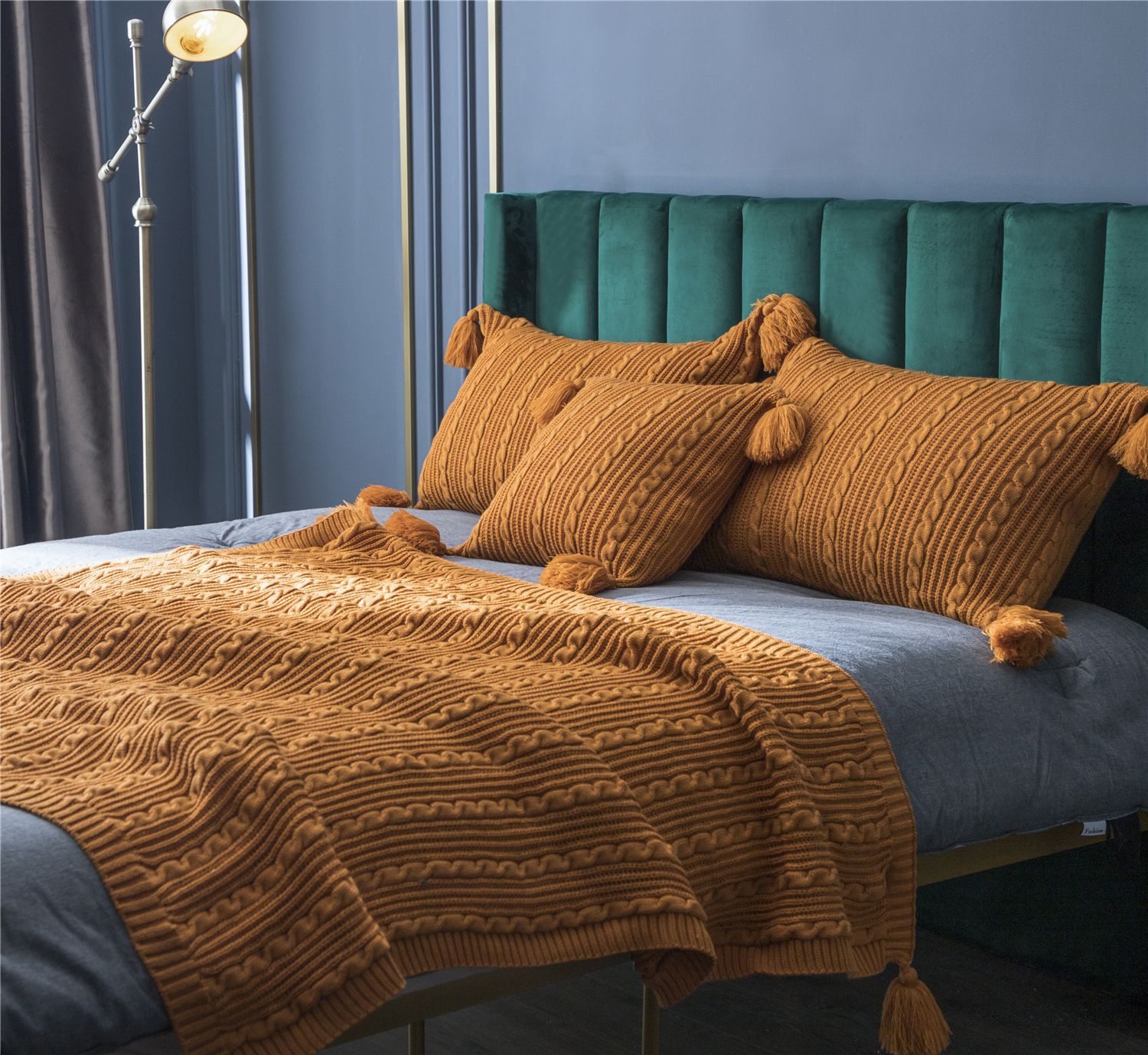 Nordisk sofa tæppe simpelt kontor lur sjal strikket afslappet aircondition tæpper til flyrejser pudebetræk indretning: Orange / Tæppe 130 x 160cm
