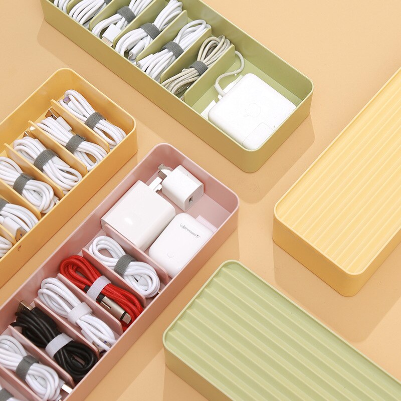 Kabel Opbergdoos Kleur Plastic Data Line Opslag Container Voor Bureau Briefpapier Multifunctionele Headset Data Laadkabel