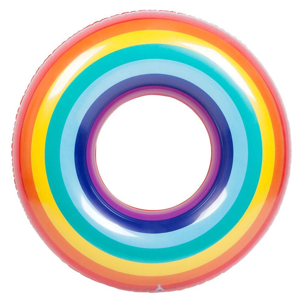 Geen 2pcs Dikkere Regenboog Watermeloen Zwemmen Ring Voor Volwassen Kinderen Zomer Opblaasbaar Zwembad Float Water Speelgoed