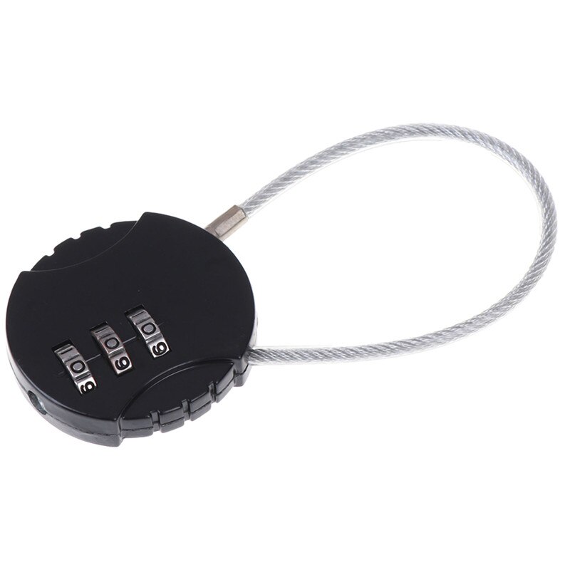 3.7*9cm Suitcase Luggage Metal Code Lock 3 Dial Digit Password Combination Padlock Mini Coded Keyed Anti-Theft Locks: black
