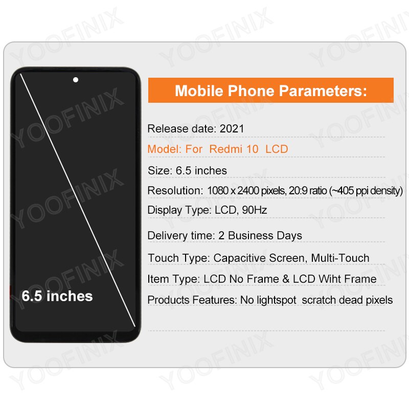 6.5 "Originele Voor Xiaomi Redmi 10 Lcd-scherm 21061119AG Touch Screen Voor Redmi 21061119DG Lcd Digitizer Vervangende Onderdelen