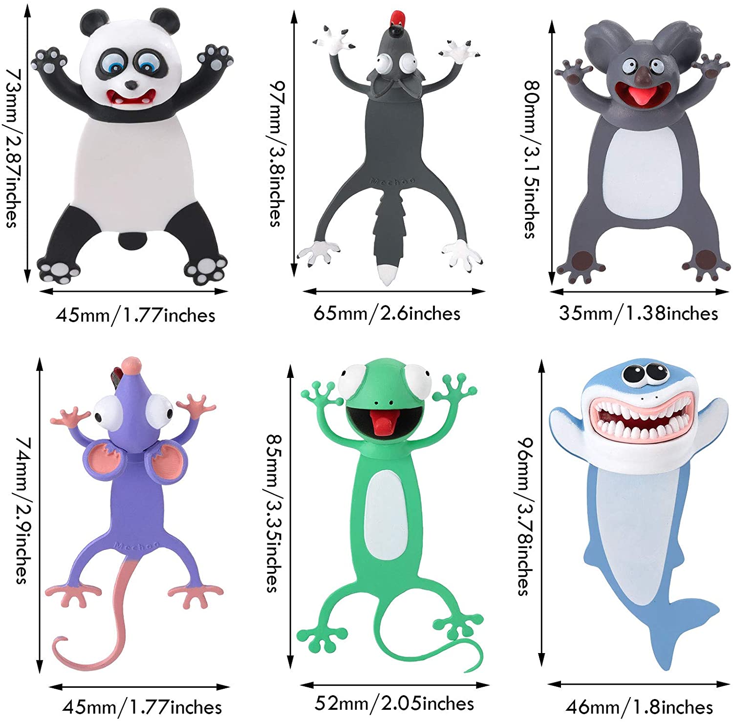 3D Cartoon Animal Bookmarks Wacky Bookmark Cute Funny Bookmarks Cartoon Eye-catching Bookmark Stationery Birthday Party Favors