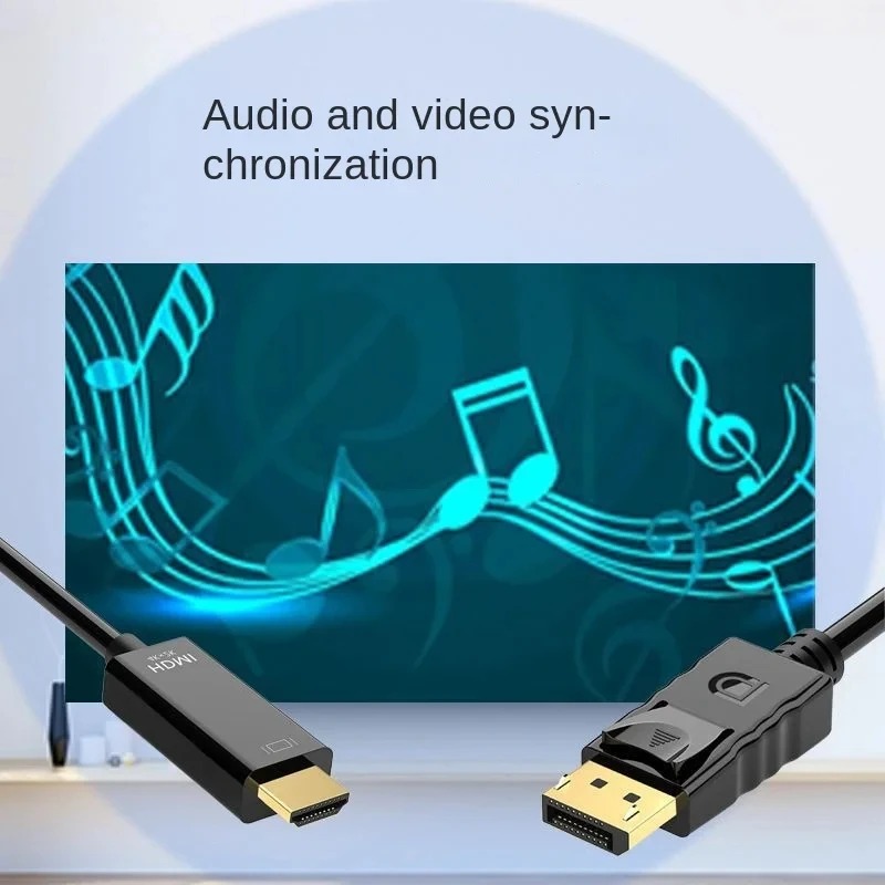 Dp naar HDMI-compatibele kabel 1,8 m 4K HD-adapter Beeldschermkabel Computermonitorkabel Converteert grote Dp naar HDMI-compatibel
