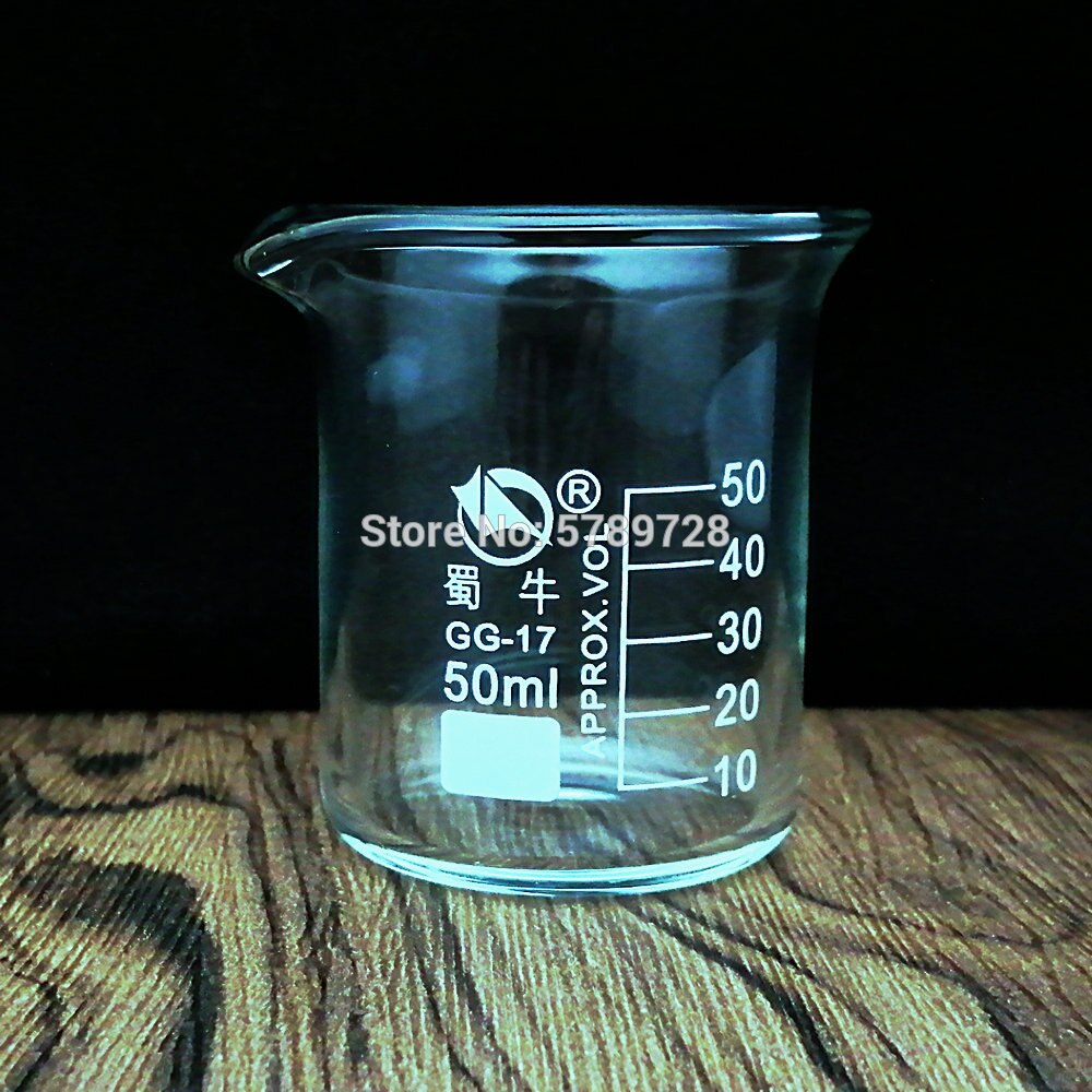 Juego de vasos de vidrio de 25/50ml, vaso de medición de laboratorio de química, borosilicato, Juego de vasos de vidrio para escuela, estudio y laboratorio, 2 uds.