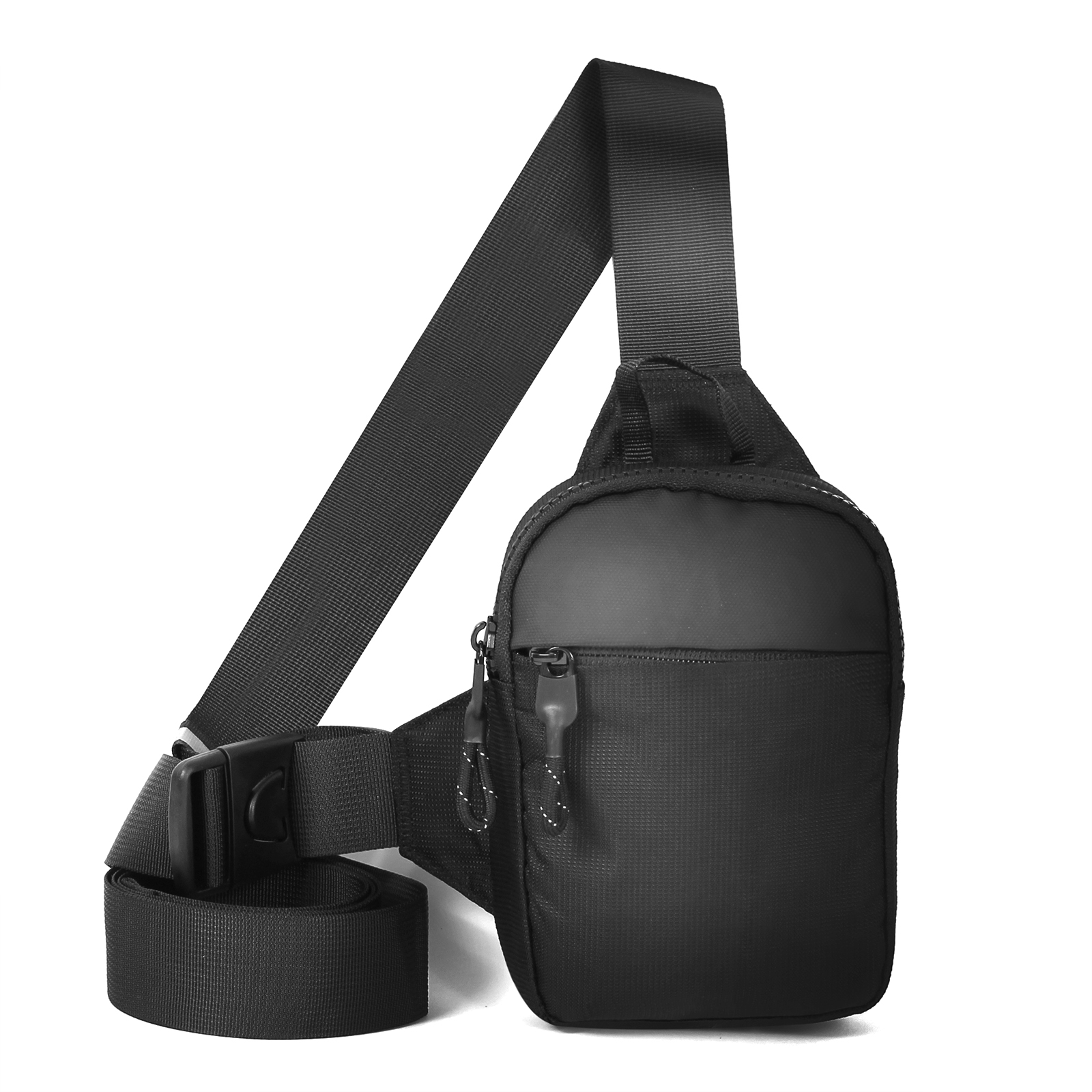 sportborsttas Ultrakleine mobiele telefoon Messenger Bag Heuptas Multifunctionele handbagage voor heren: l / Black