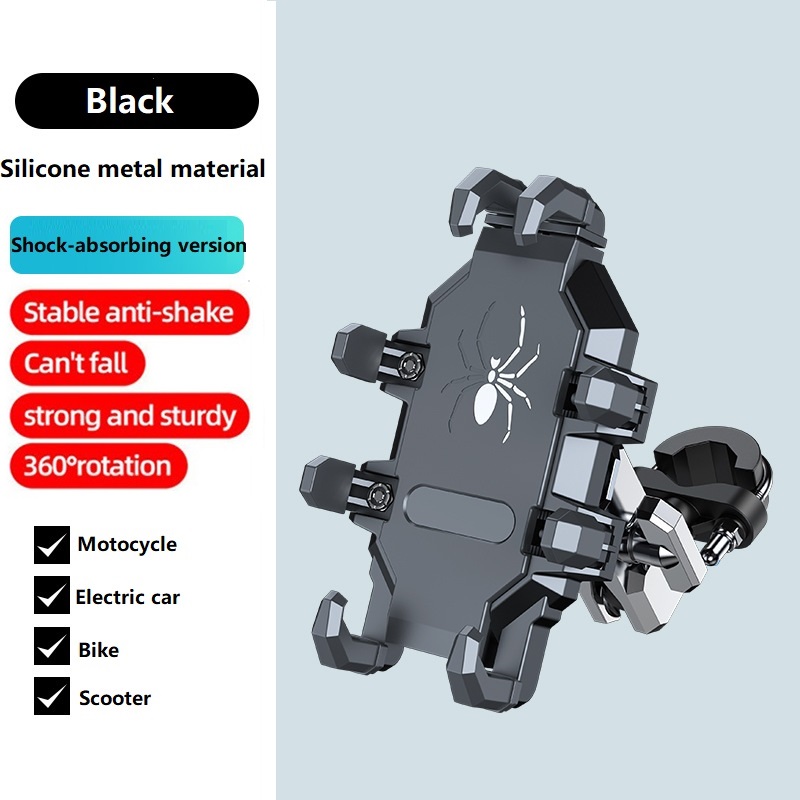 Upgraded Motorcycle Aluminum Anti-Vibration Phone Holder Handlebar Phone Holder Motorcycle Scooter ATV For 4.7''-7.2'' Phones: black