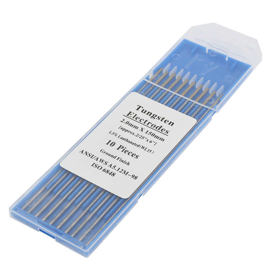Varillas de electrodos de tungsteno lantano WL15 1/1, 6mm, acero inoxidable, titanio, Metal, cobre, aleación de aluminio, electrodos de soldadura TIG, 10 piezas