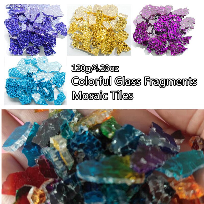120g/4,23 unzen Bunte Glas Fragmente Mosaik Fliesen Transluzenten Spiegel Gebrochen Glas Stück DIY Kunst Handwerk Riss Material