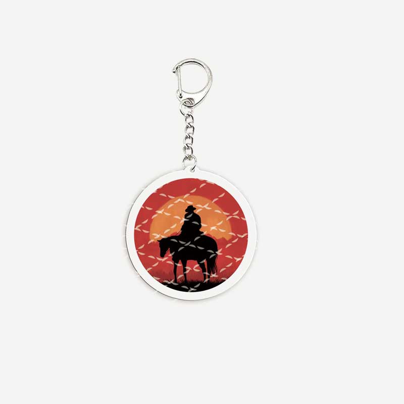 Red Dead Redemption 2 Keychain for Accessories Bag Acrylic RDR2 Arthur Morgan KeyRing Pendant Chains Accessories Fans: Pink