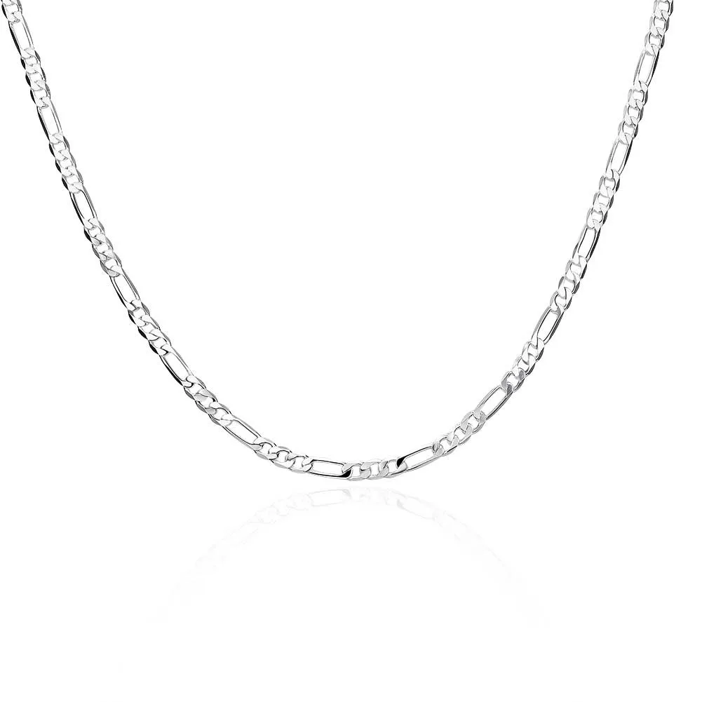 Collier chaîne Figaro en argent 925, 40-75cm, 4mm, Long pour femmes et hommes, bijoux Hip Hop,