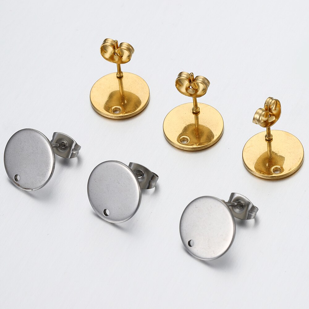 10 Uds. De pendientes dorados de acero inoxidable con forma de corazón de amor para pendientes DIY, Base para hacer joyas, accesorios de componentes con dijes colgantes con agujeros