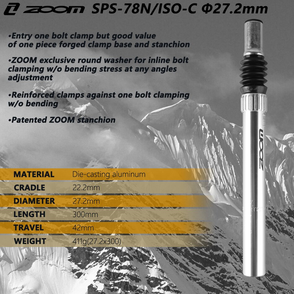 zoom fjæringe setepinne 27.2/31.6mm mtb landeveissykkel setepinne aluminium landeveissykkel damesykkel salrør sykkeldeler demper setepinne