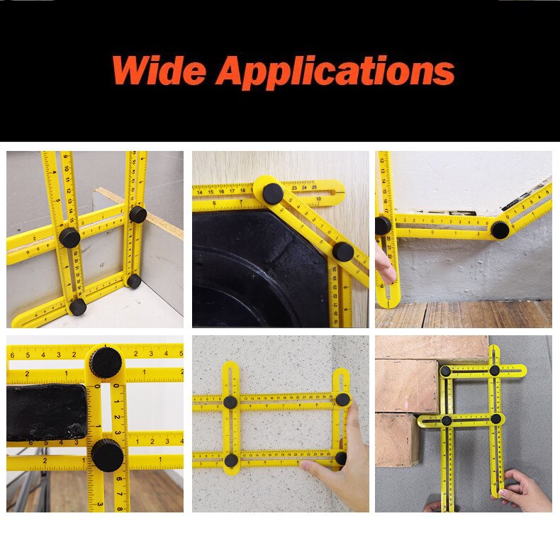Template Tool Angle Ruler Measuring Protractor Activity Four-fold Ruler With Metric Inch Scale Multi-angle Ruler
