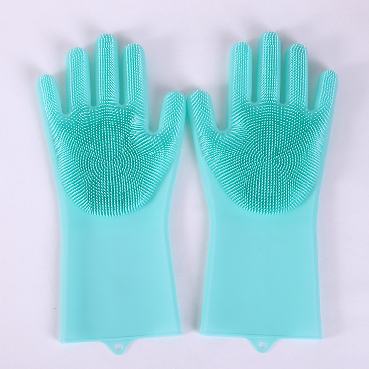 2 pièces multifonction Silicone gants de nettoyage magique Silicone vaisselle gants de lavage pour cuisine ménage Silicone gants de vaisselle: green