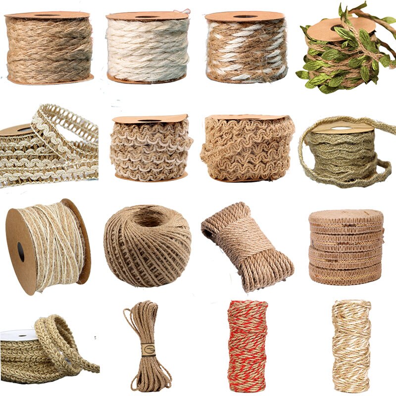5Meter Natuurlijke Jute Lint Ambachten Touw String DIY Bruiloft Jute Koord Touw Vintage Jute Wrap Naaien Party Woonaccessoires