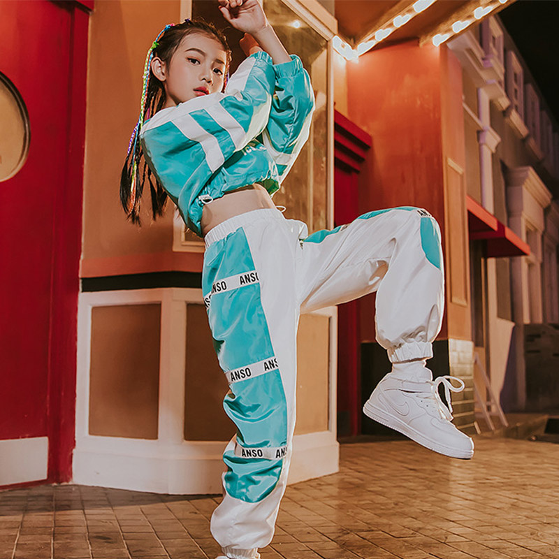 Hip hop dans kostymer barn scen uppträdande kläder barn modern streetdans kläder flickor jazz outfits dnv 12184