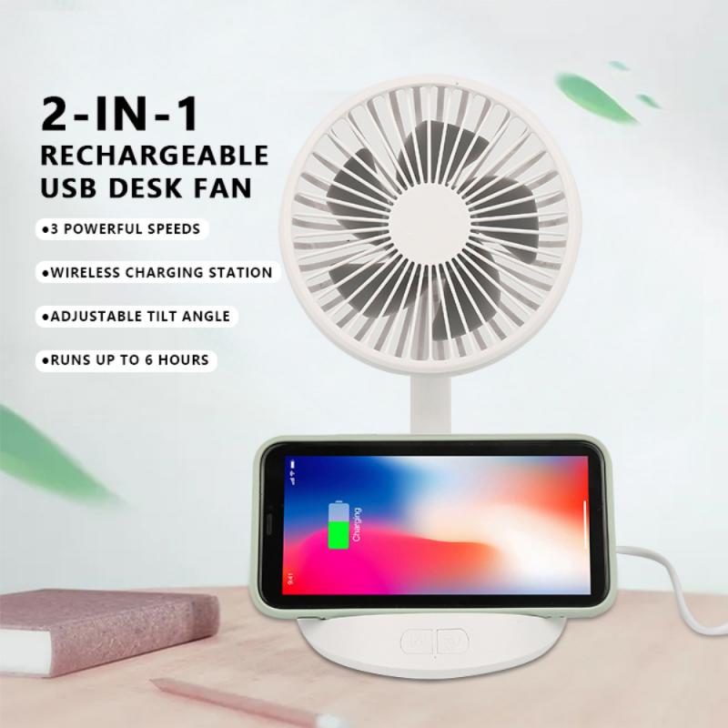 2 IN 1 USB Desk Fan Small Personal Desktop Table Fan With 3 Powerful Speeds Portable Air Cooling Fan For Office Bedroom