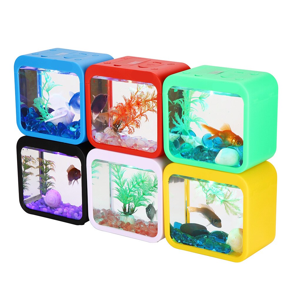 Mini Betta Fish Tank Small Ecological Landscape Aquarium Detachable Seaweed Reptile Jellyfish Goldfish Shrimp Insects Habitat