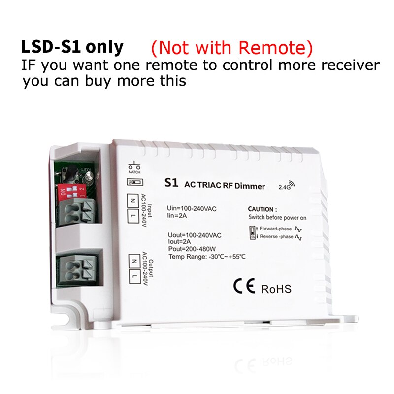 Triac LED Dimmer 220V 230V 110VAC 2.4G PK1/Wifi Remote Control Brightness adjustment for Single Color LED dimmable light bulb: LSD-S1 Only